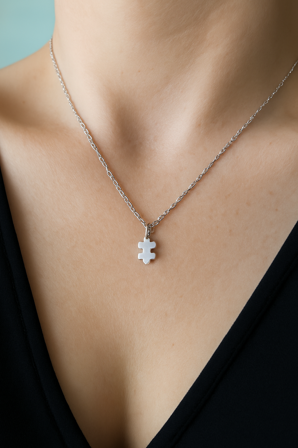 Dainty Puzzle Piece Necklace in Silver