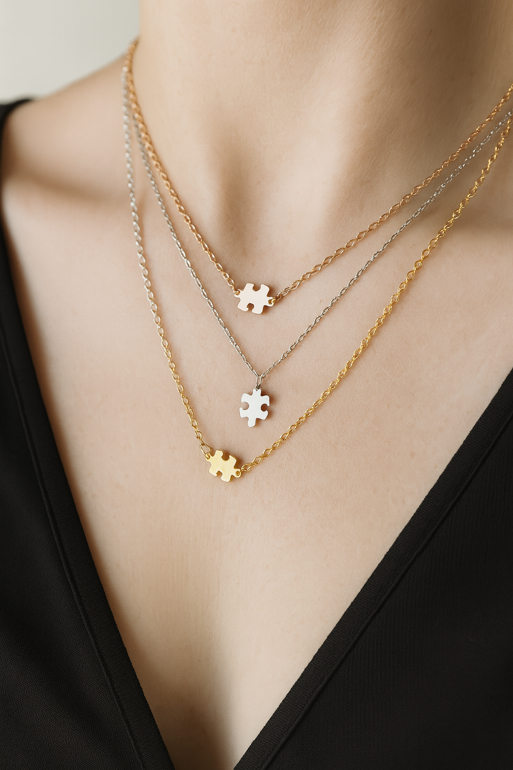 Dainty Puzzle Piece Necklace in Silver